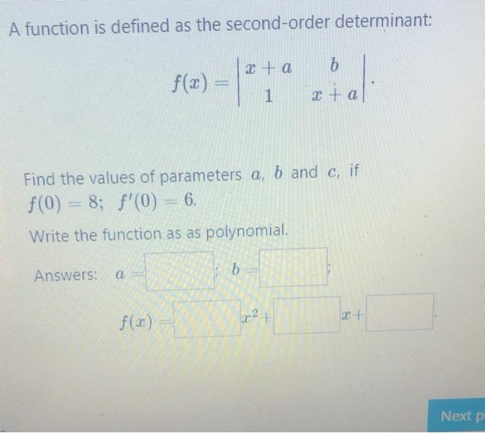 Solved A function is defined as the second-order | Chegg.com