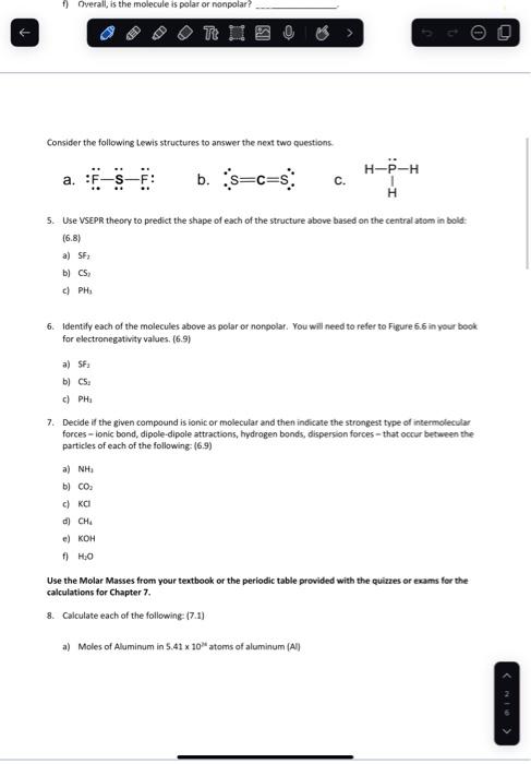 Solved Consider the following Lewis structures to answer the | Chegg.com