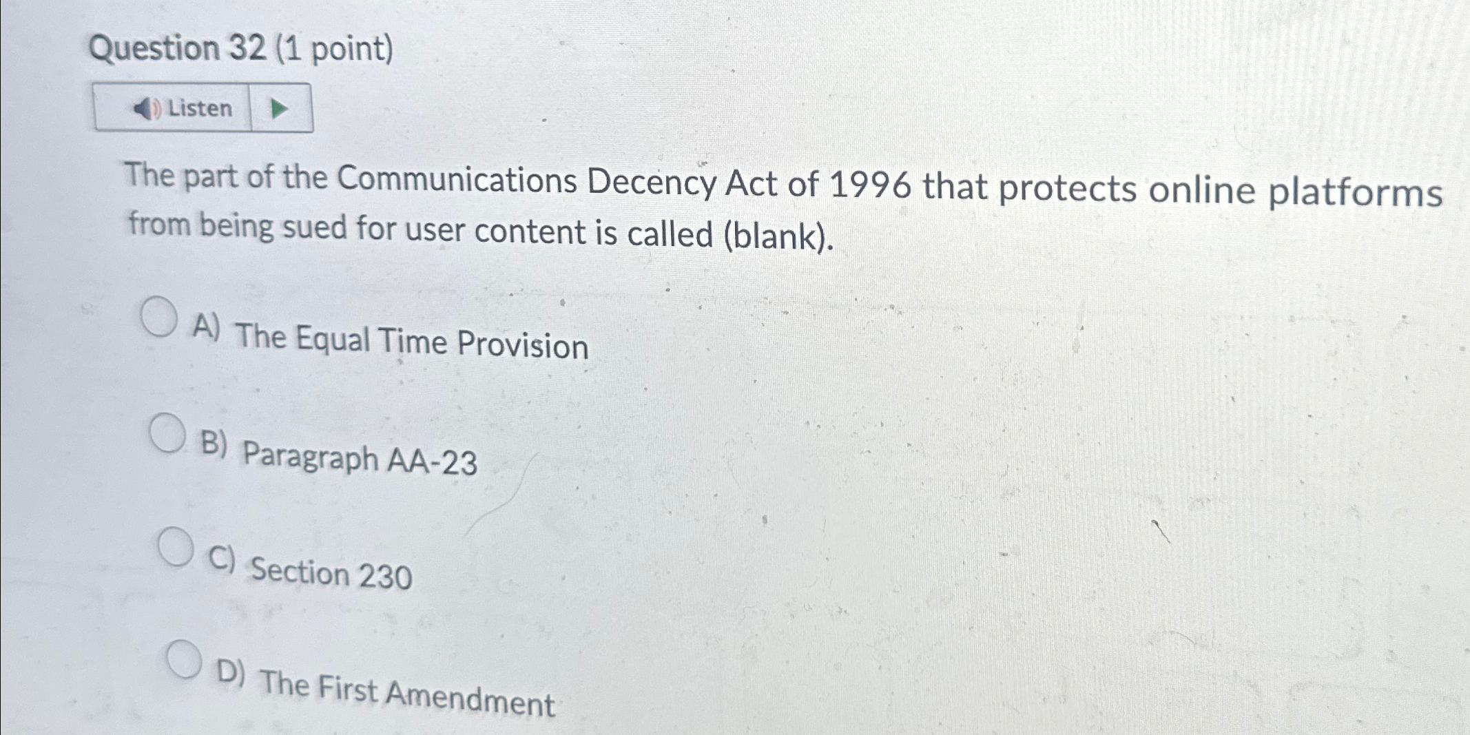 Solved Question 32 (1 ﻿point)The part of the Communications