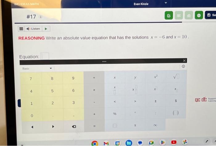 Solved Write an absolute value equation that has the | Chegg.com