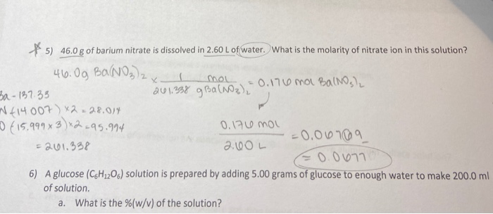 Solved 5 46 0 G Of Barium Nitrate Is Dissolved In 2 60 L