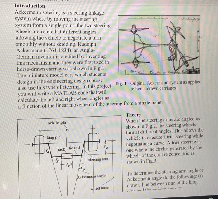 Introduction Ackermann steering is a steering linkage | Chegg.com