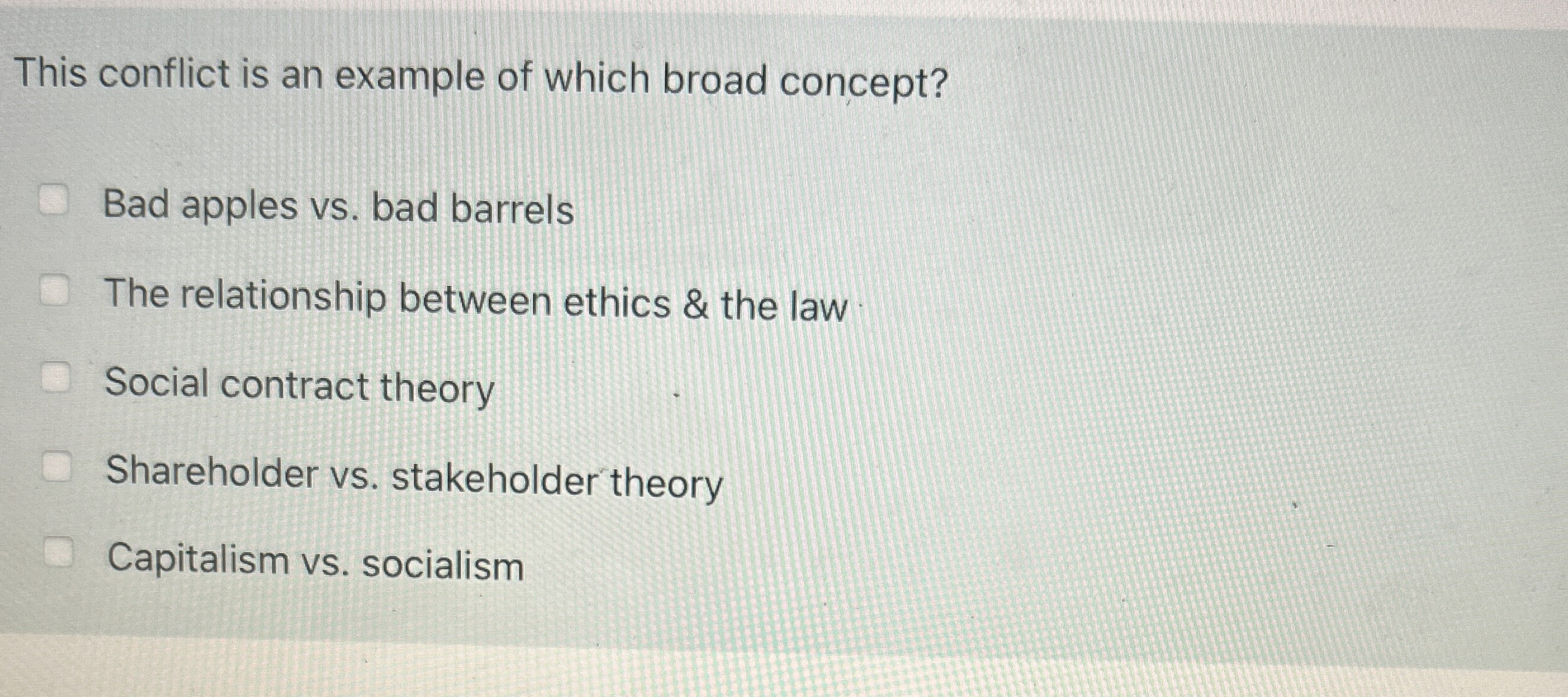 Solved This conflict is an example of which broad | Chegg.com