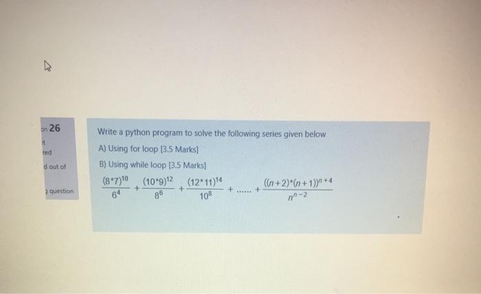 Solved on 26 1 red Write a python program to solve the | Chegg.com