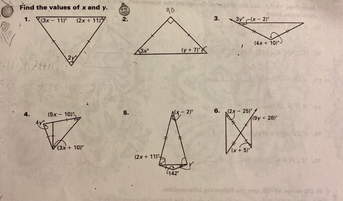 Solved Find The Values Of X And Y 90 1 3x 11 2x Chegg Com