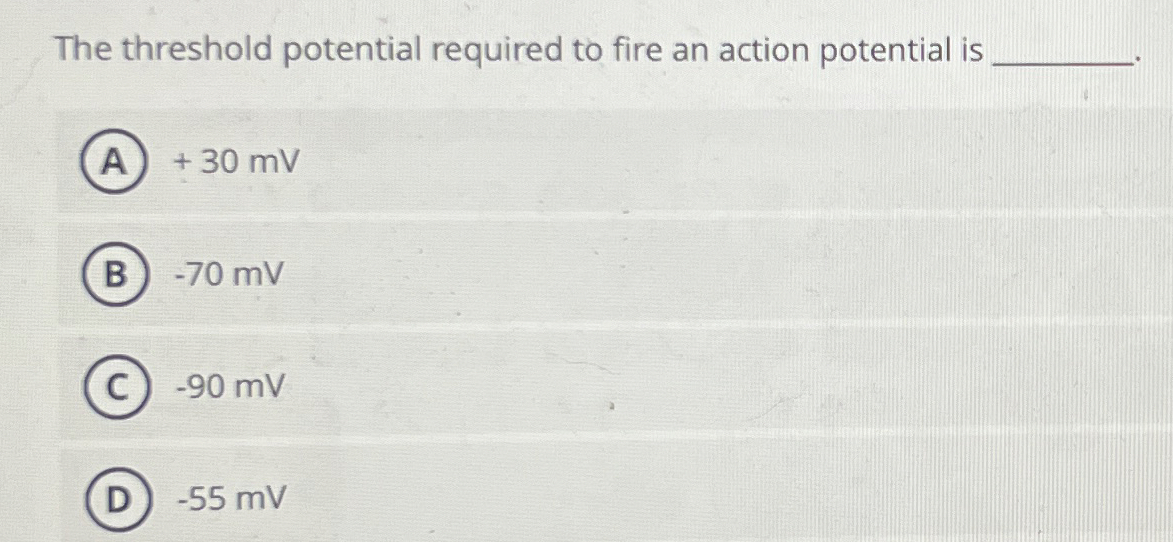 what is the threshold for an action potential in mv