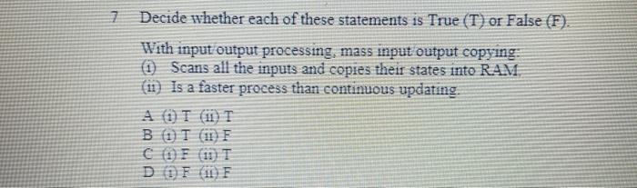 Solved 그 7 Decide whether each of these statements is True | Chegg.com