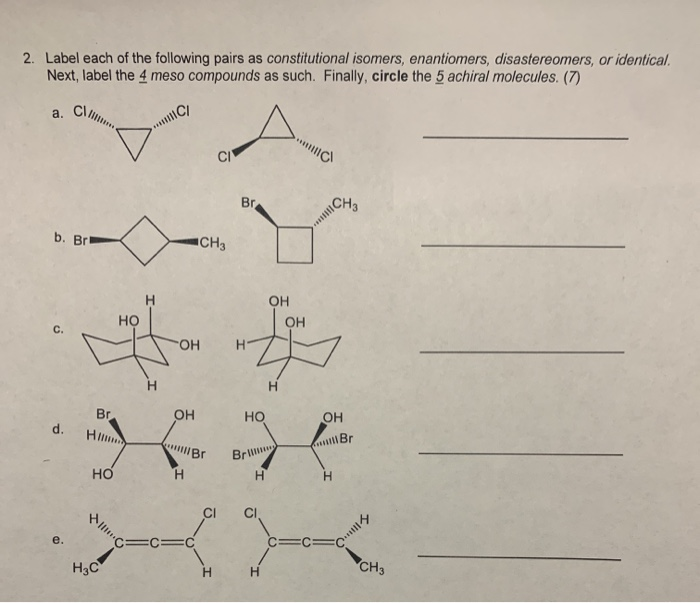 Solved 2. Label each of the following pairs as | Chegg.com
