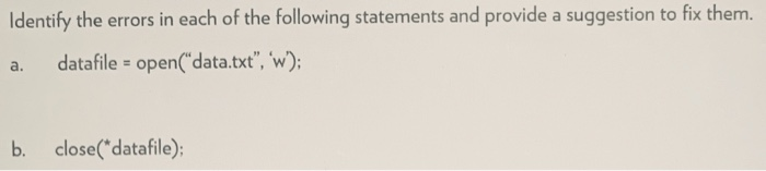 Solved Identify the errors in each of the following | Chegg.com