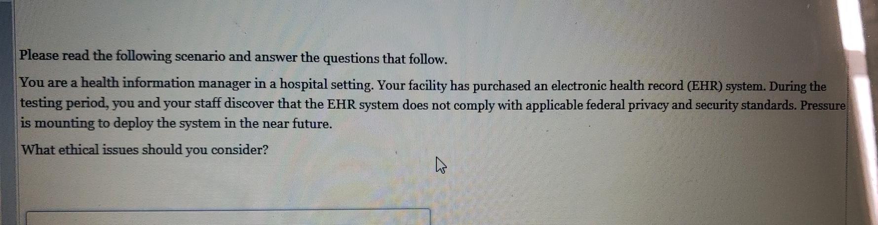 Solved Please read the following scenario and answer the | Chegg.com
