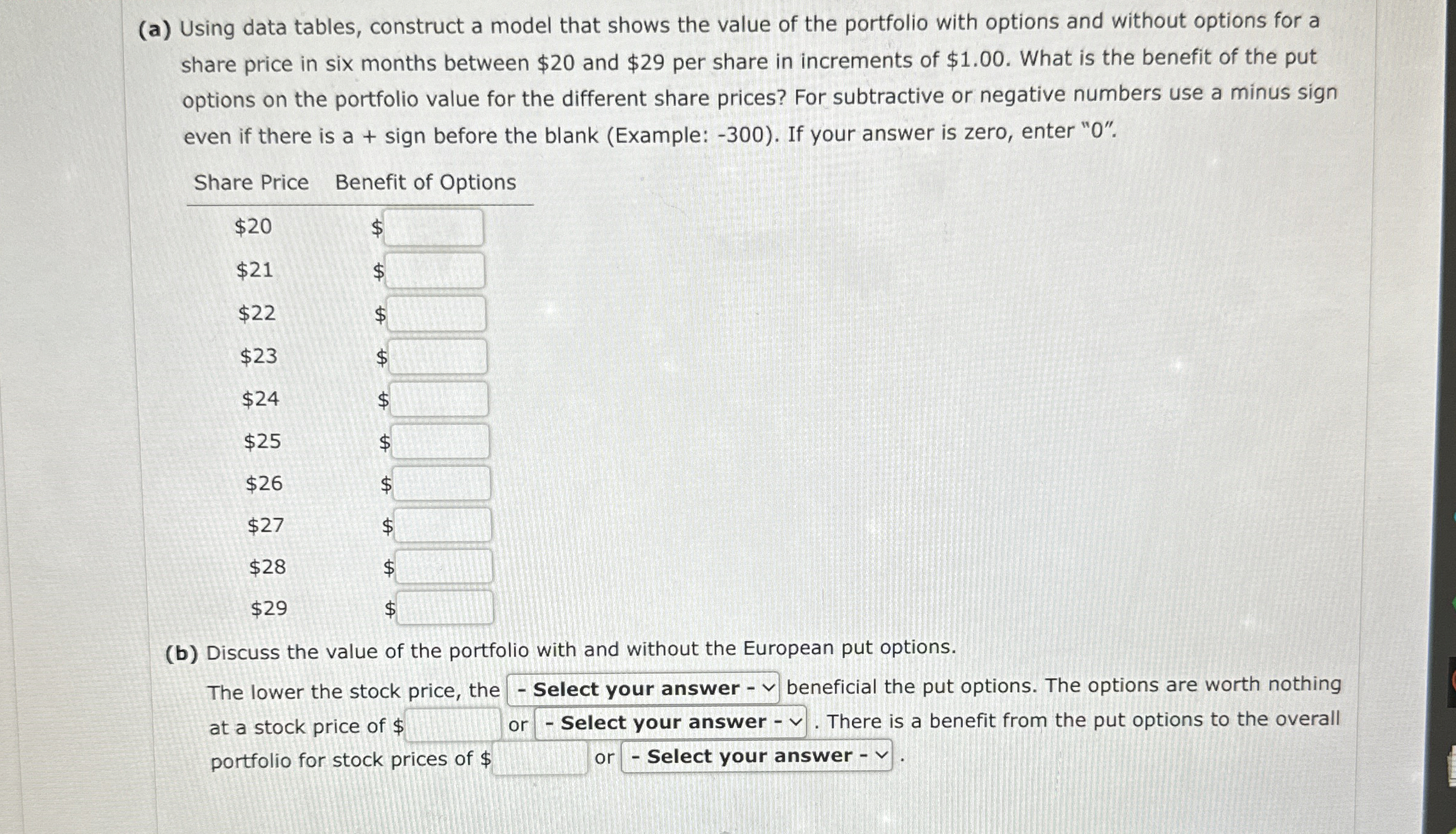 Solved (a) ﻿Using data tables, construct a model that shows | Chegg.com