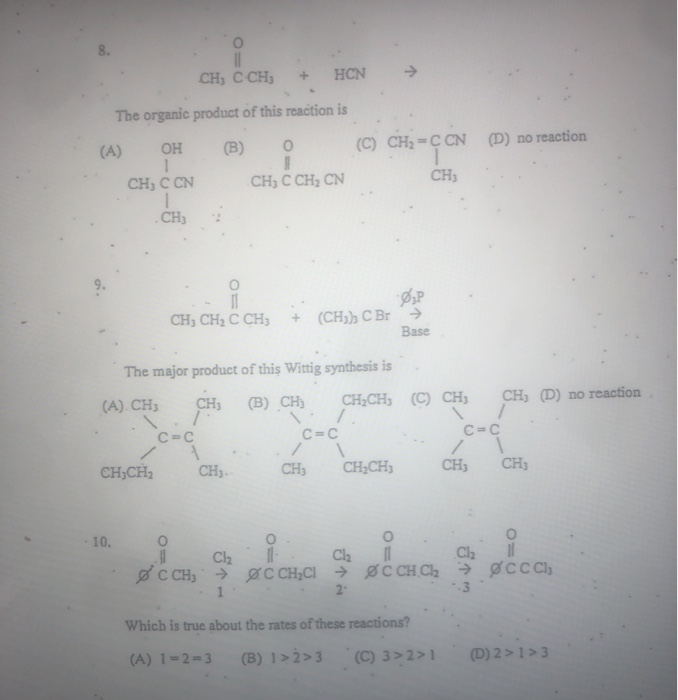 Solved CHỊ CCH3 + HCN > The organic product of this reaction | Chegg.com