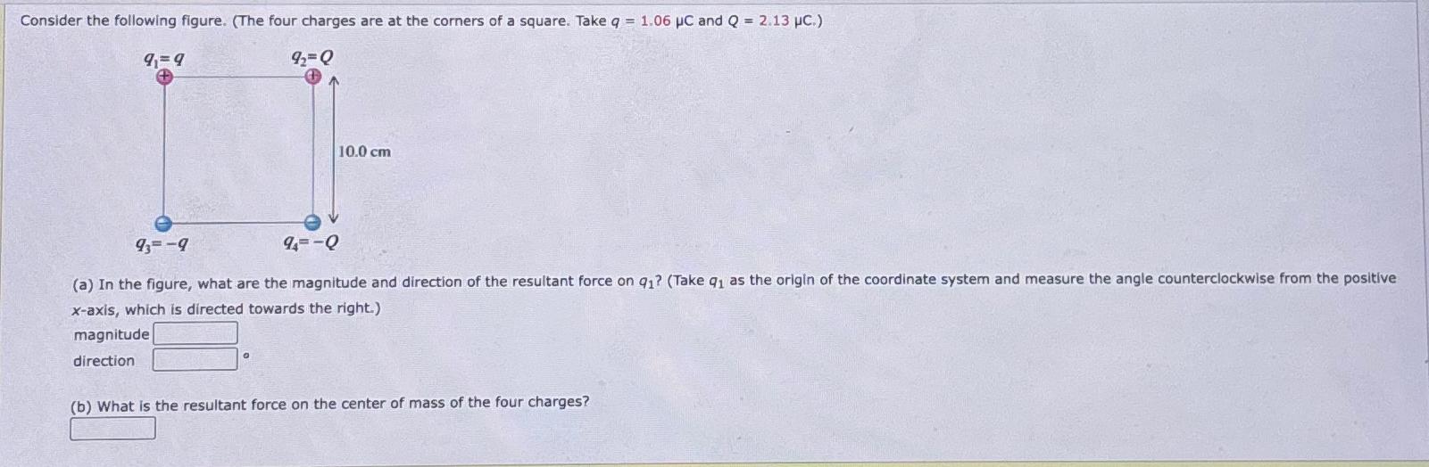 Solved Consider The Following Figure. (The Four Charges Are | Chegg.com