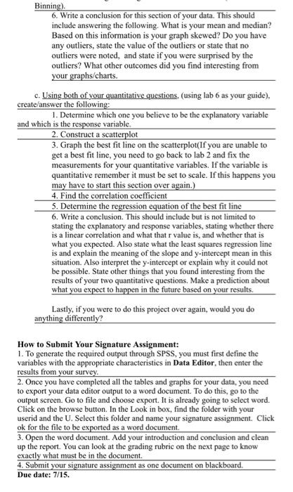 statistics signature assignment