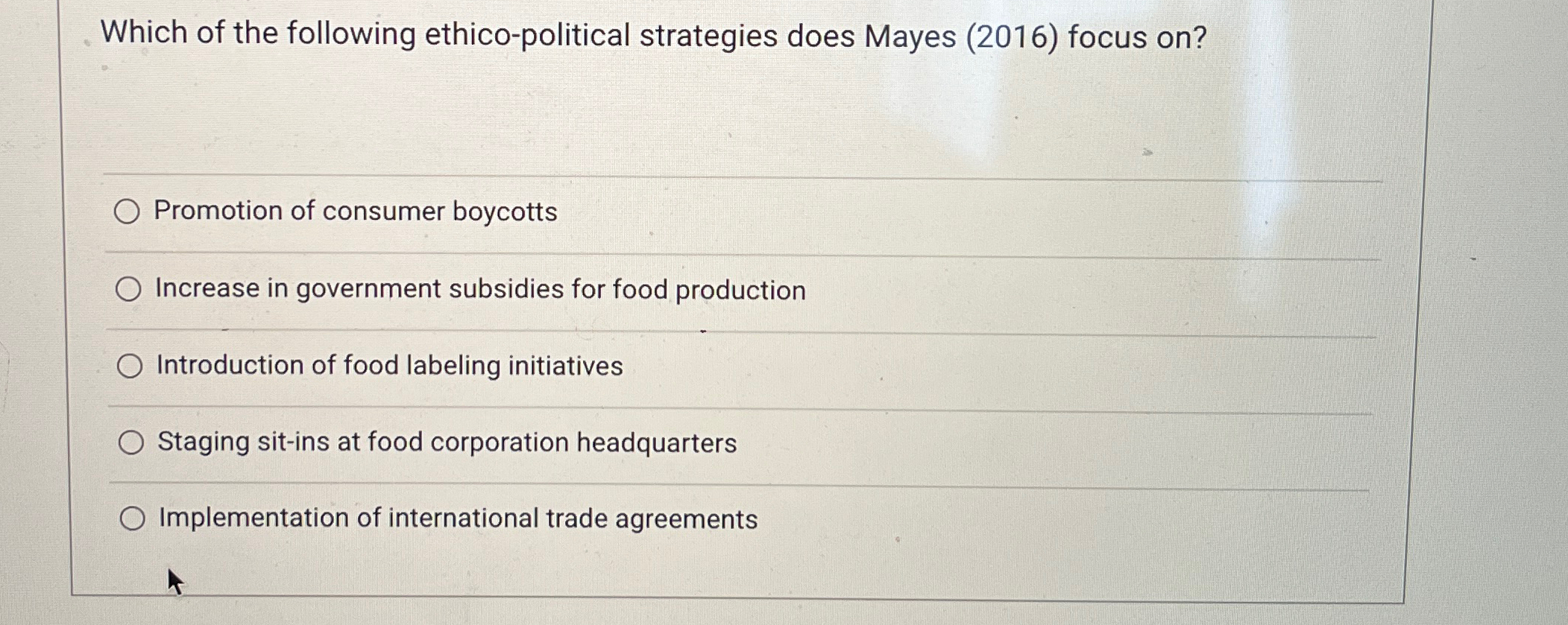 Solved Which of the following ethico-political strategies | Chegg.com