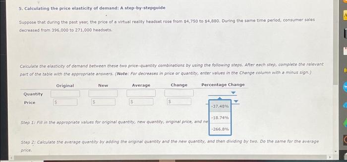 Solved 5. Calculating The Price Elasticity Of Demand: A | Chegg.com