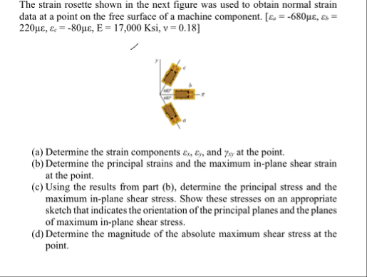 Solved The strain rosette shown in the next figure was used | Chegg.com