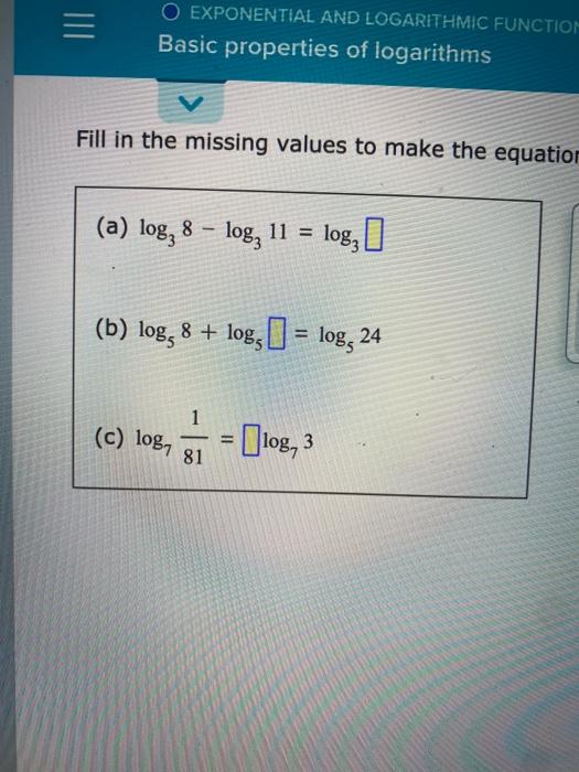 Solved O EXPONENTIAL AND LOGARITHMIC FUNCTION Basic | Chegg.com