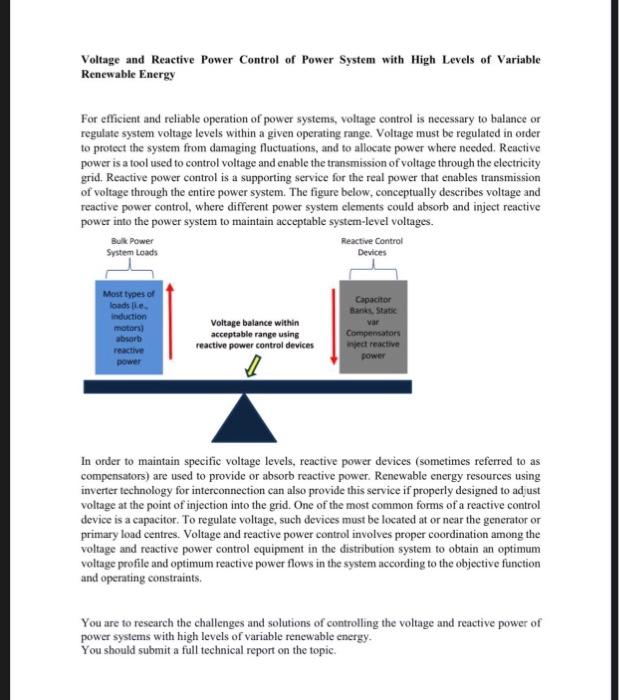 Solved Voltage and Reactive Power Control of Power System | Chegg.com
