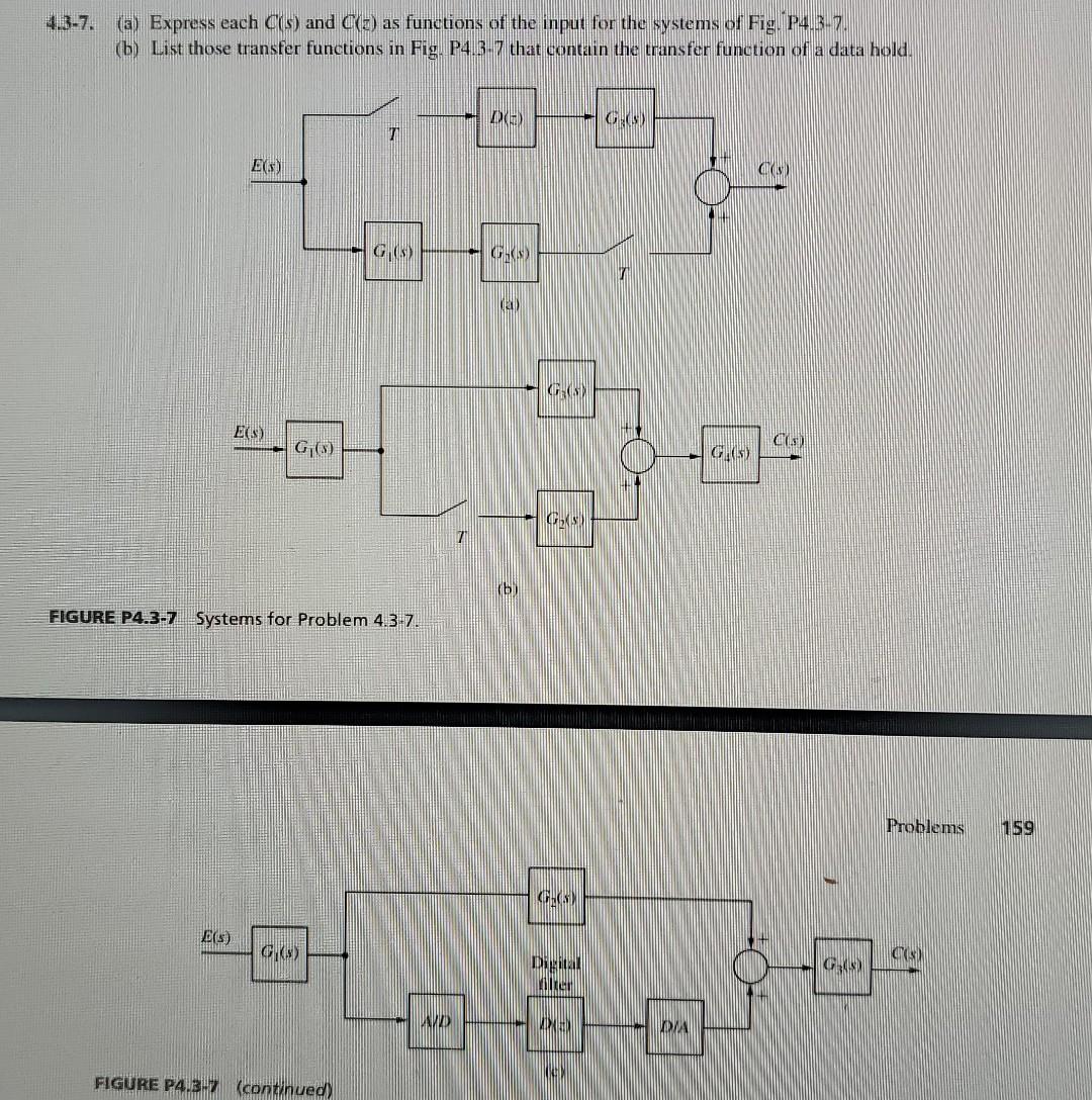 Solved 433.7. (a) Express each C(s) and C(z) as functions of | Chegg.com