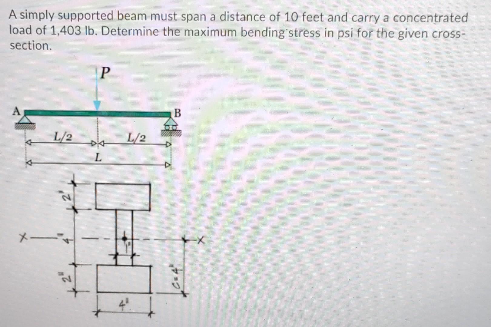Solved Determine the maximum bending stress in psi for the | Chegg.com