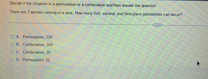 Solved Decide If The Situation Is A Permutation Or A | Chegg.com