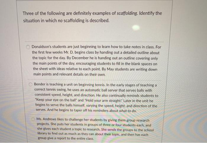 Solved Three of the following are definitely examples of | Chegg.com