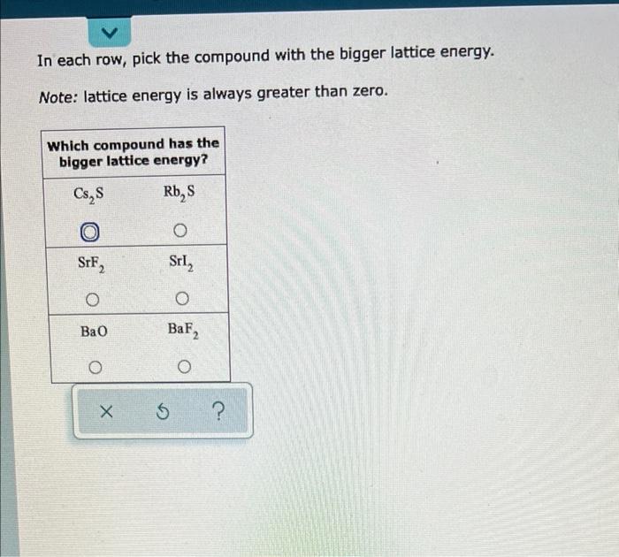 Solved In Each Row Pick The Compound With The Bigger Chegg Com