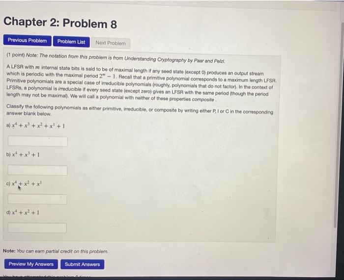Solved Chapter 2: Problem 8 Previous Problem Problem List | Chegg.com