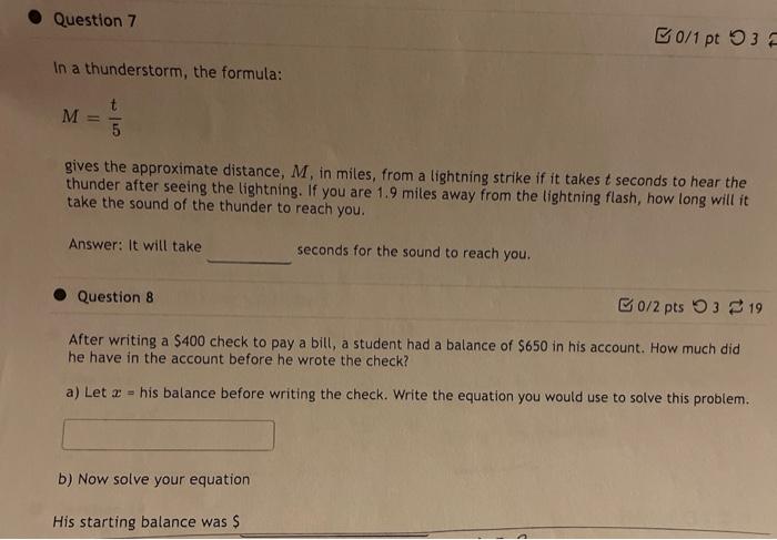 Solved Question 7 B0/1 pt 93 In a thunderstorm, the formula: | Chegg.com