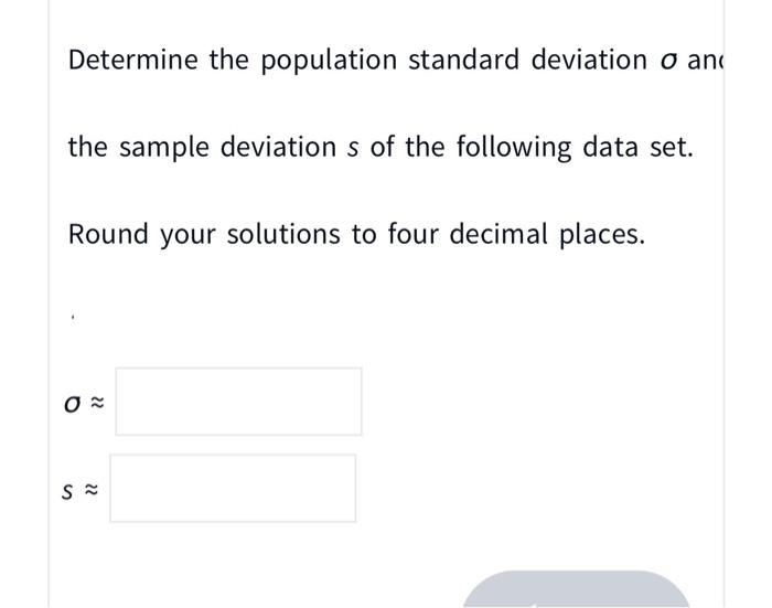 determine the population standard deviation of the dataset