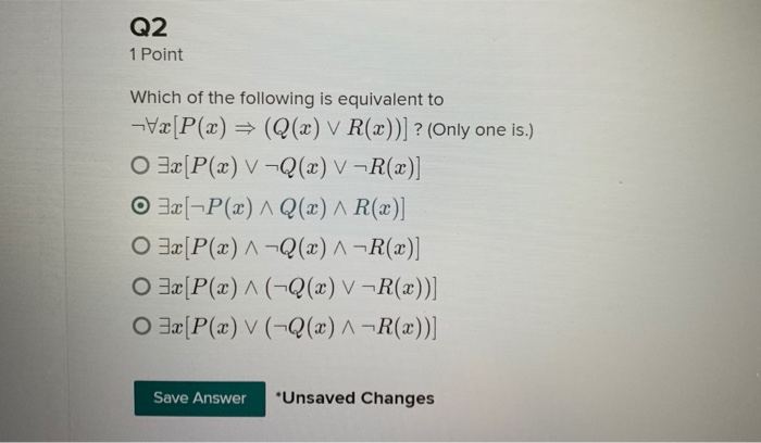 Solved Q2 1 Point Which Of The Following Is Equivalent To Chegg Com