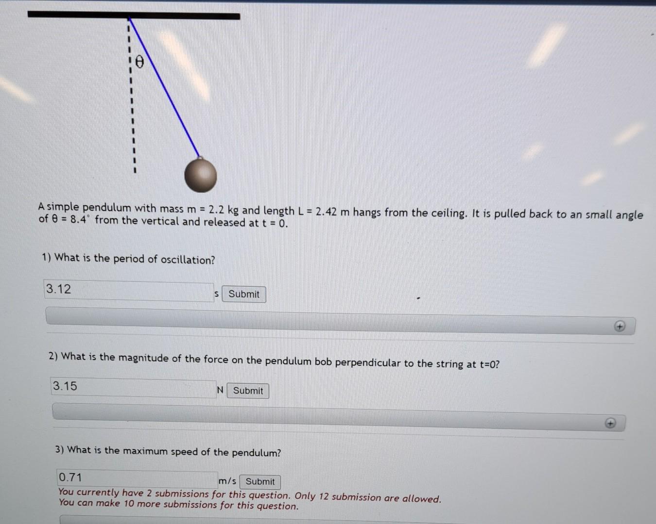 A Simple Pendulum With Mass M 2 2 Kg And Length Chegg Com   Image 