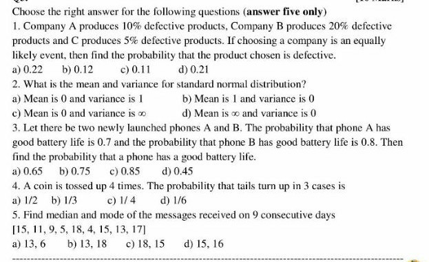 Solved Choose the right answer for the following questions | Chegg.com