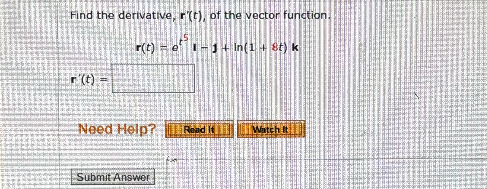 Solved Find the derivative, r'(t), ﻿of the vector | Chegg.com