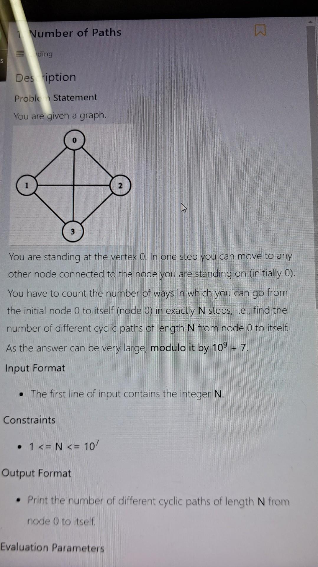 Cyclic Path Solved You are standing at the vertex 0. In one step you can | Chegg.com