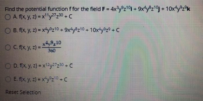Solved Find the potential function f for the field F = | Chegg.com