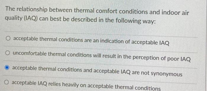 Solved The Relationship Between Thermal Comfort Conditions | Chegg.com