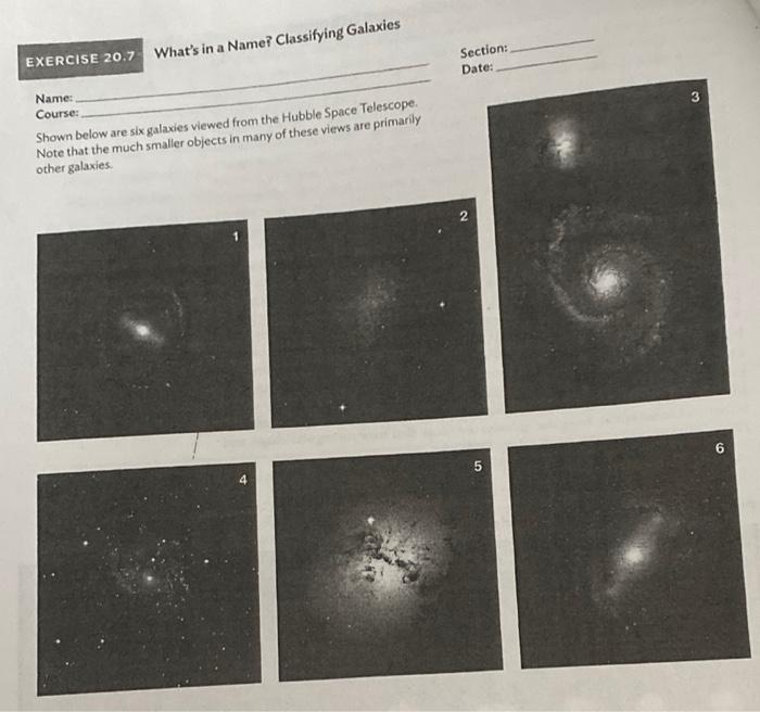 classifying galaxies worksheet