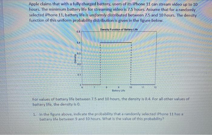 Solved Apple claims that with a fully charged battery, users | Chegg.com