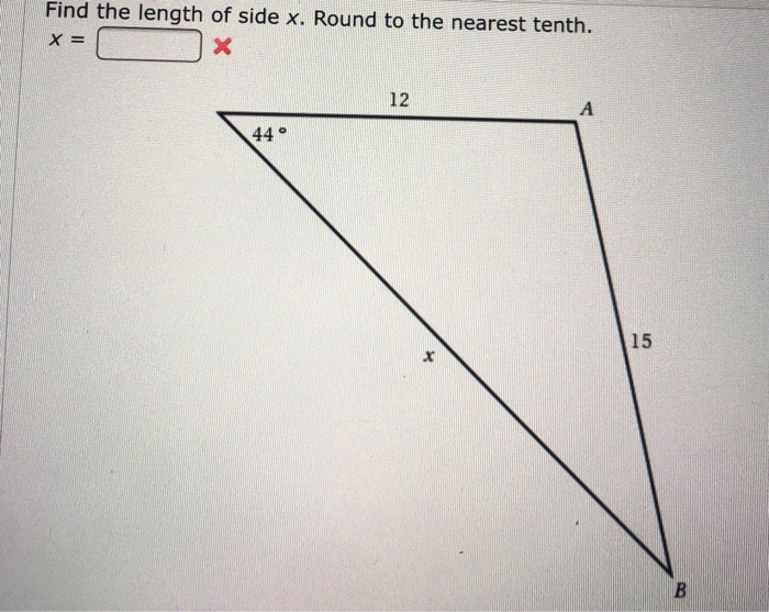 Solved Find the length of side x. Round to the nearest | Chegg.com