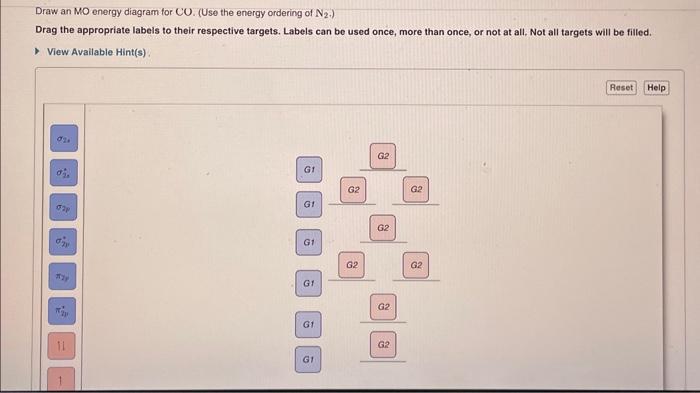 Solved Draw An MO Energy Diagram For CO. (Use The Energy | Chegg.com