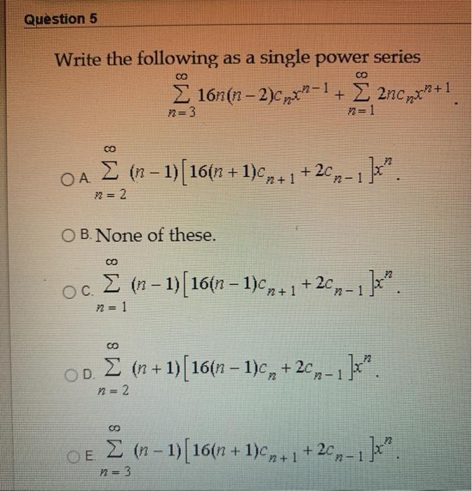 Solved Question 5 Write The Following As A Single Power S Chegg Com