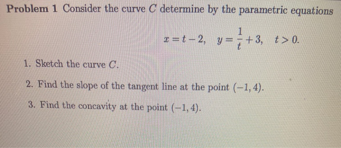 Solved Problem 1 Consider the curve C determine by the | Chegg.com