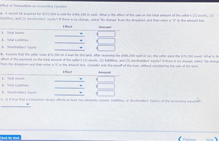Solved Effect of Transactions on Accounting Equation a. A | Chegg.com