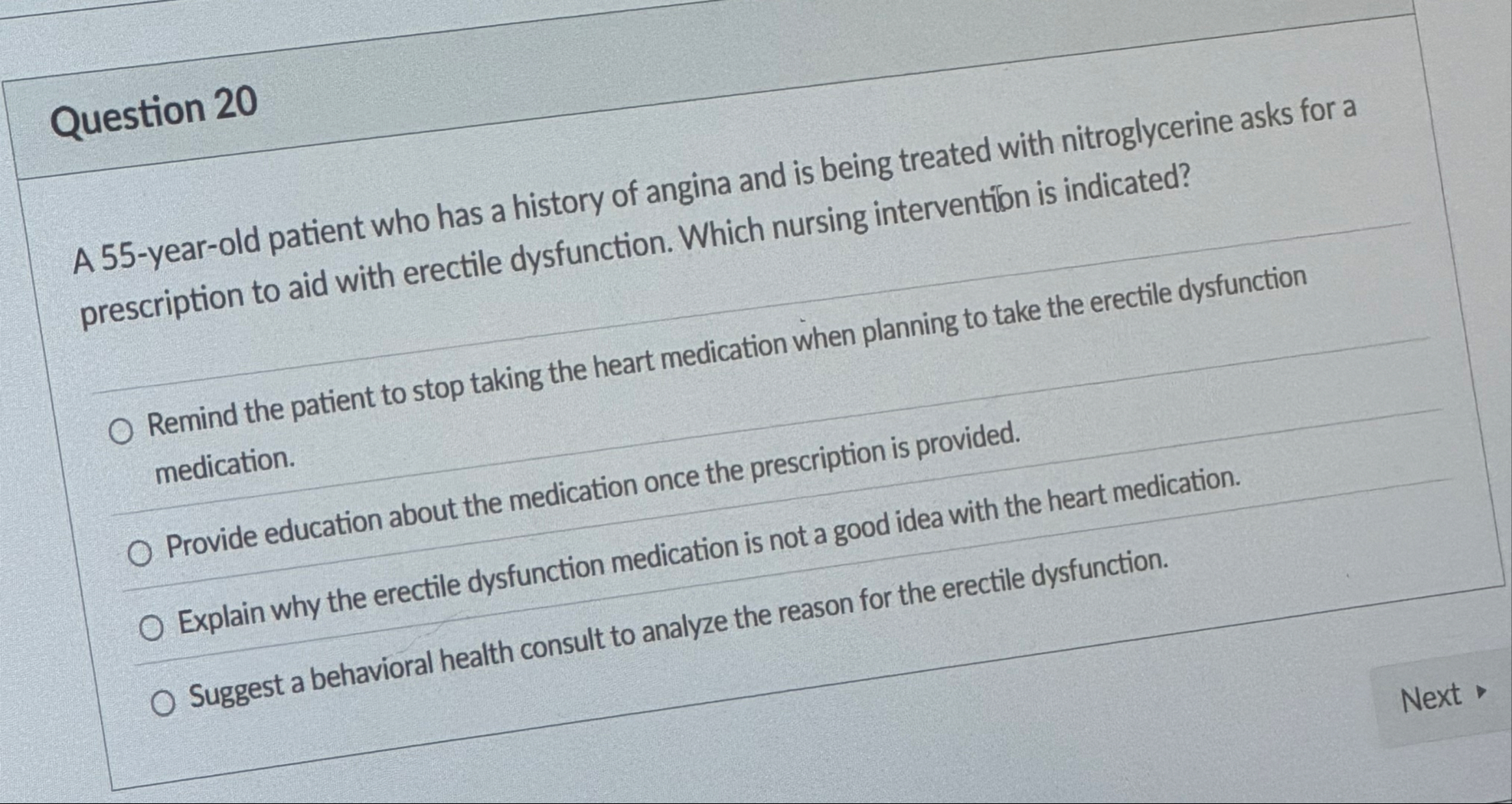 Solved Question 20A 55-year-old patient who has a history | Chegg.com