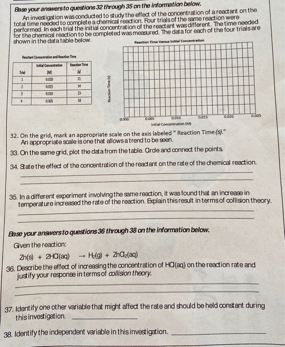 Solved Base your answers to questions 32 through 35 on the | Chegg.com
