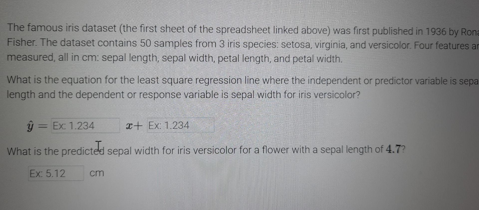 The famous iris dataset (the first sheet of the | Chegg.com