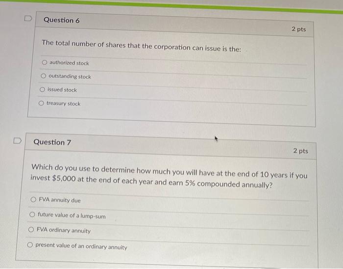 Solved Question 6 2 pts The total number of shares that the | Chegg.com