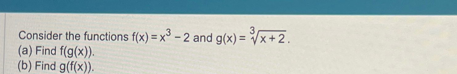 Solved Consider The Functions F X X3 2 ﻿and G X X 23 A